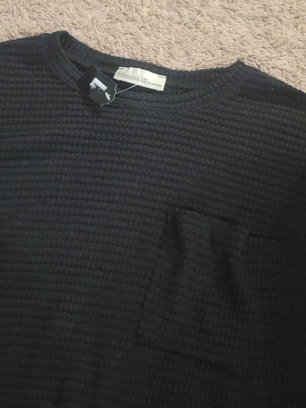 NWT Zenana Black Lightweight Waffle Sweater